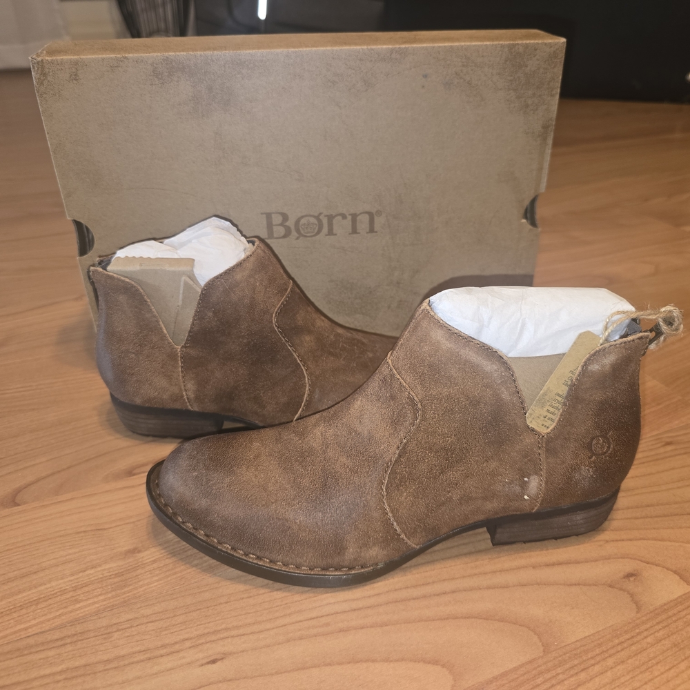 Born Brown Leather Ankle Boots 7.5 New!!